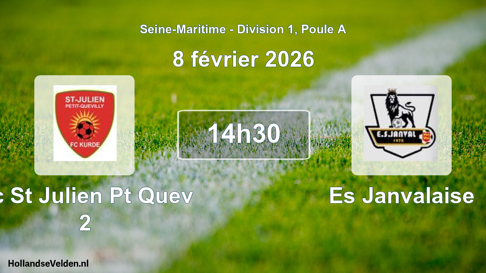 Geplande wedstrijd: Fc St Julien Pt Quev 2 - Es Janvalaise (8 février 2026)