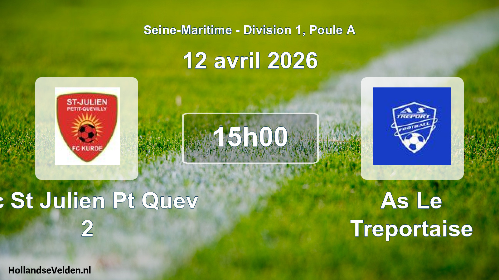 Geplande wedstrijd: Fc St Julien Pt Quev 2 - As Le Treportaise (12 avril 2026)