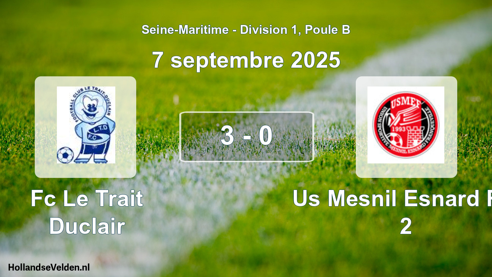 Gespeelde wedstrijd: Fc Le Trait Duclair - Us Mesnil Esnard Fra 2 3 - 0 (7 septembre 2025)