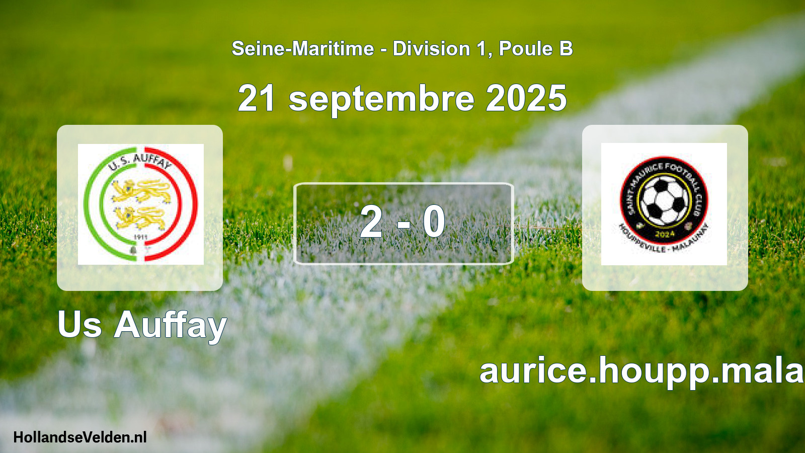 Total number of matches played: Us Auffay - Maurice.houpp.malaun 2 - 0 (21 September 2025)