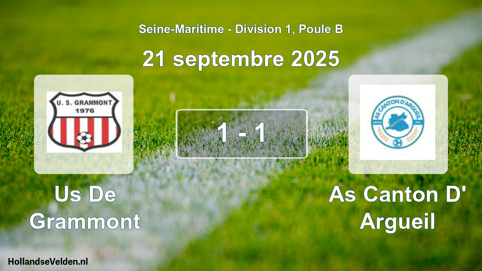 Total number of matches played: Us De Grammont - As Canton D' Argueil 1 - 1 (21 September 2025)