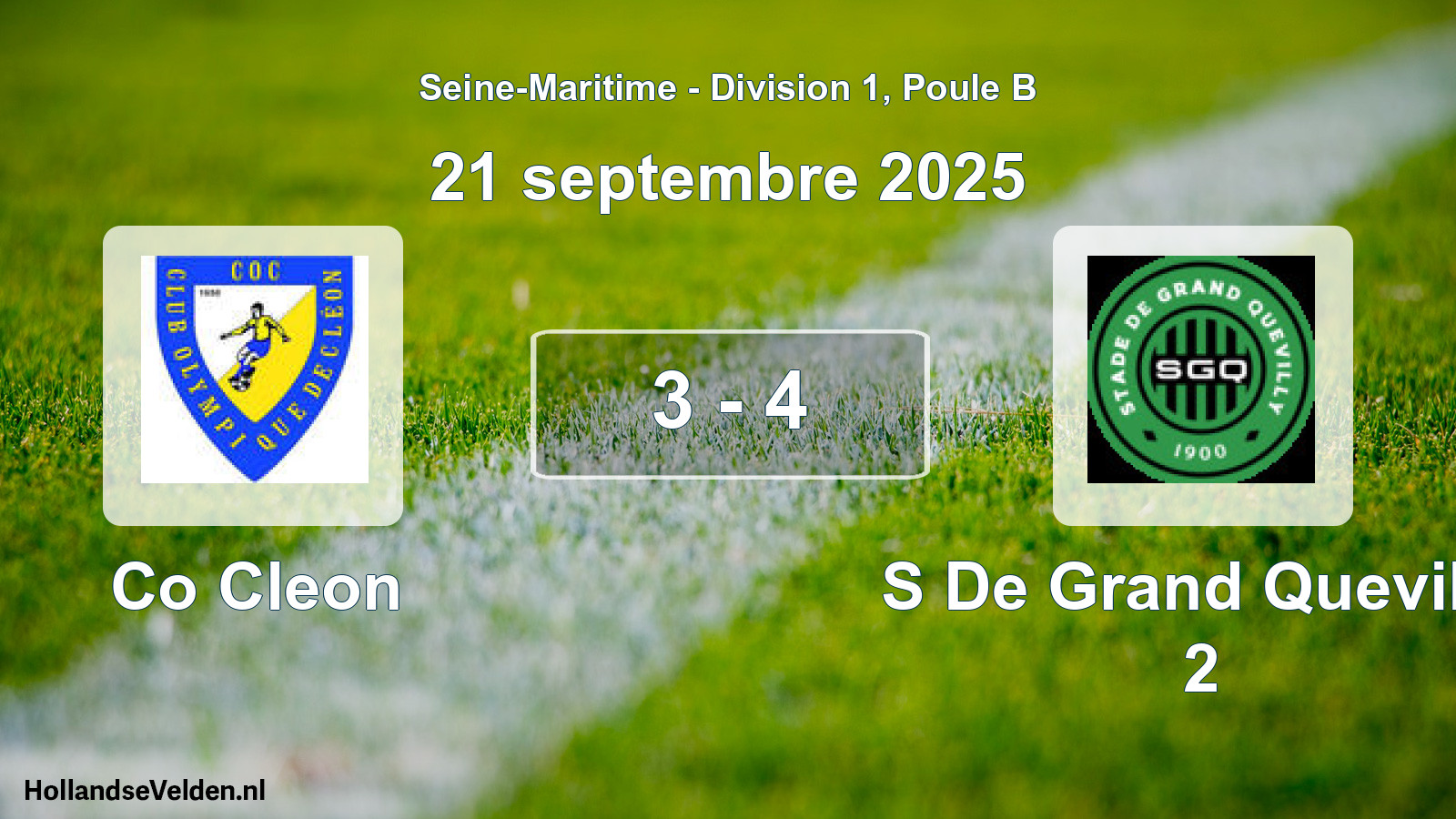 Gespeelde wedstrijd: Co Cleon - S De Grand Quevilly 2 3 - 4 (21 septembre 2025)