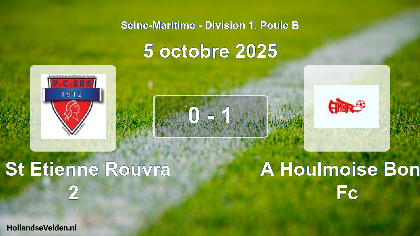 Gespeelde wedstrijd: Fc St Etienne Rouvra 2 - A Houlmoise Bond Fc 0 - 1 (5 oktober 2025)