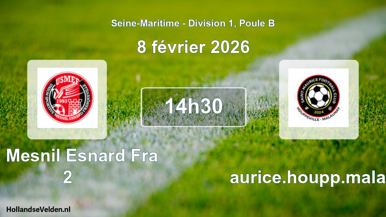Scheduled Match: Us Mesnil Esnard Fra 2 - Maurice.houpp.malaun (8 February 2026)