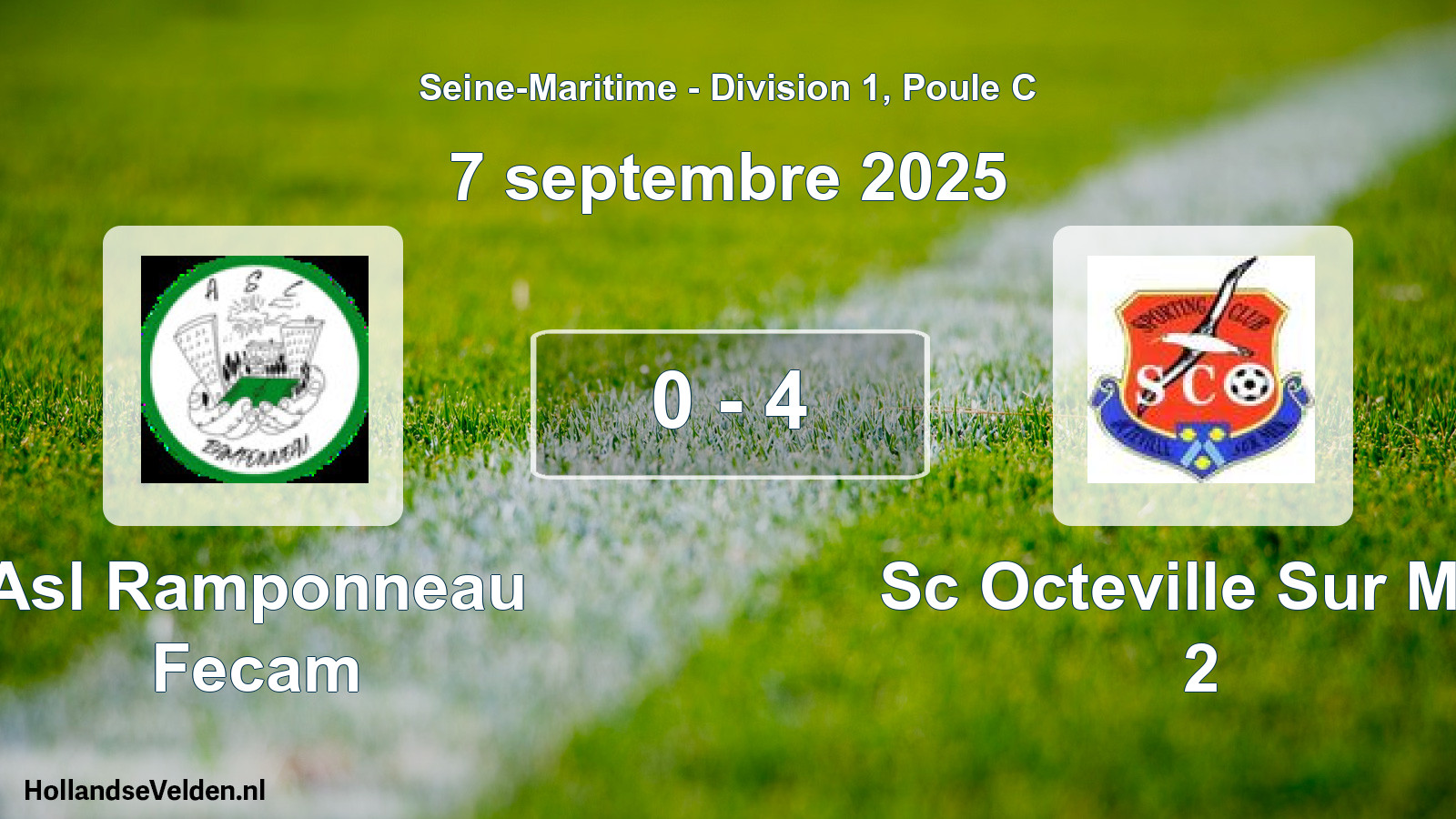 Total number of matches played: Asl Ramponneau Fecam - Sc Octeville Sur Mer 2 0 - 4 (7 September 2025)