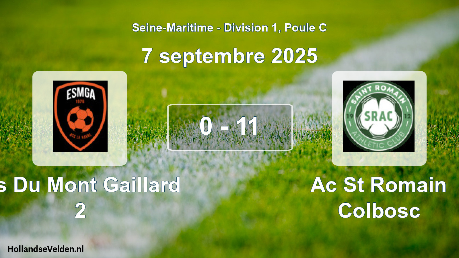 Gespeelde wedstrijd: Es Du Mont Gaillard 2 - Ac St Romain Colbosc 0 - 11 (7 september 2025)