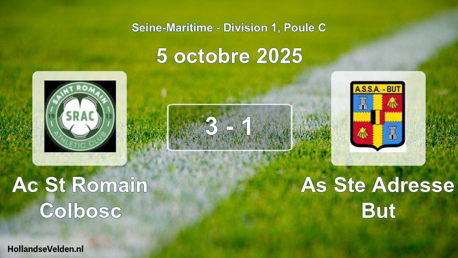 Gespeelde wedstrijd: Ac St Romain Colbosc - As Ste Adresse But 3 - 1 (5 octobre 2025)