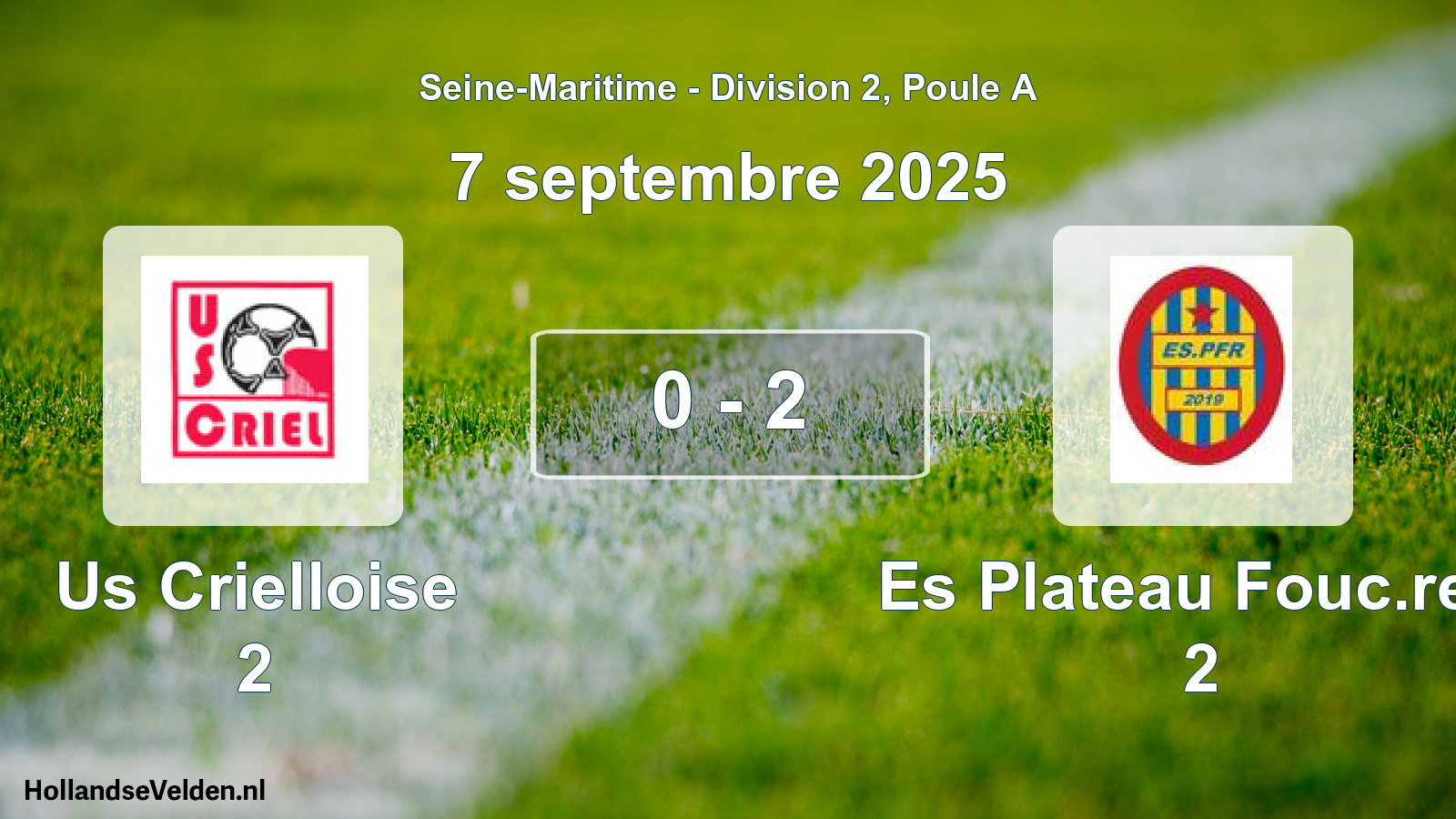 Gespeelde wedstrijd: Us Crielloise 2 - Es Plateau Fouc.real 2 0 - 2 (7 september 2025)