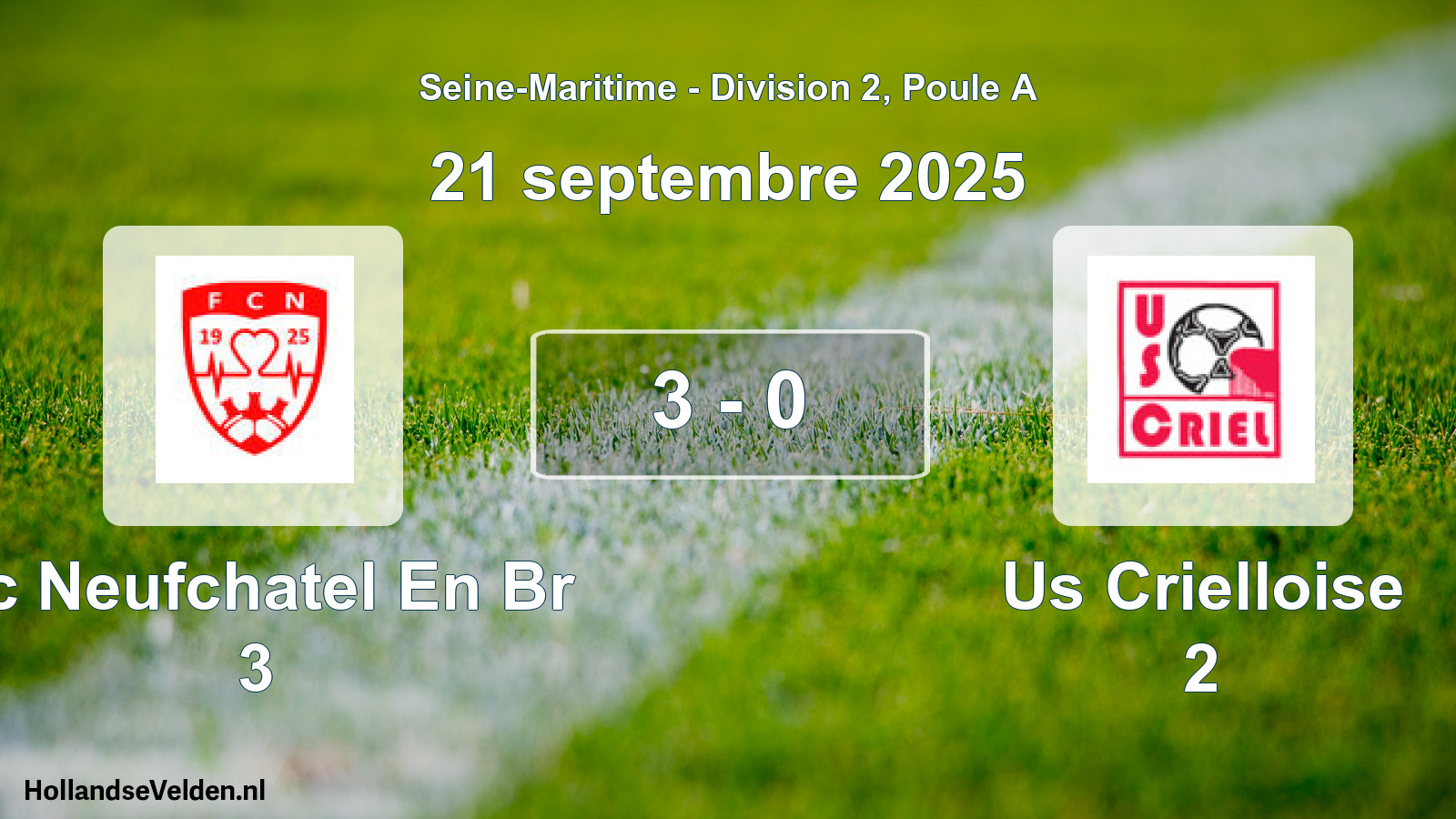 Total number of matches played: Fc Neufchatel En Br 3 - Us Crielloise 2 3 - 0 (21 September 2025)