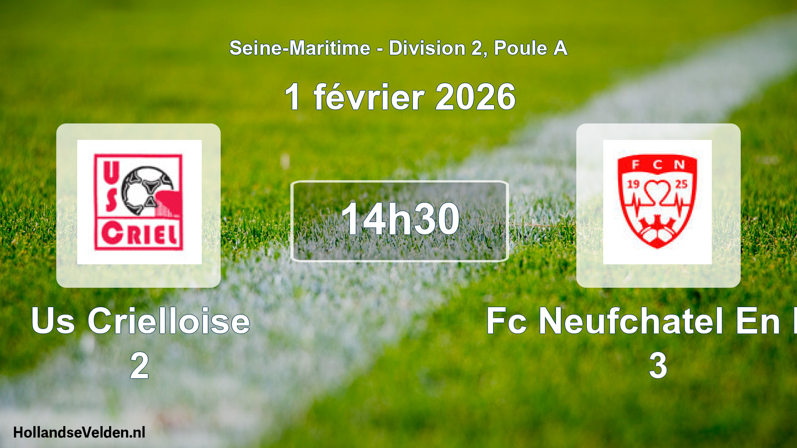 Geplande wedstrijd: Us Crielloise 2 - Fc Neufchatel En Br 3 (1 februari 2026)
