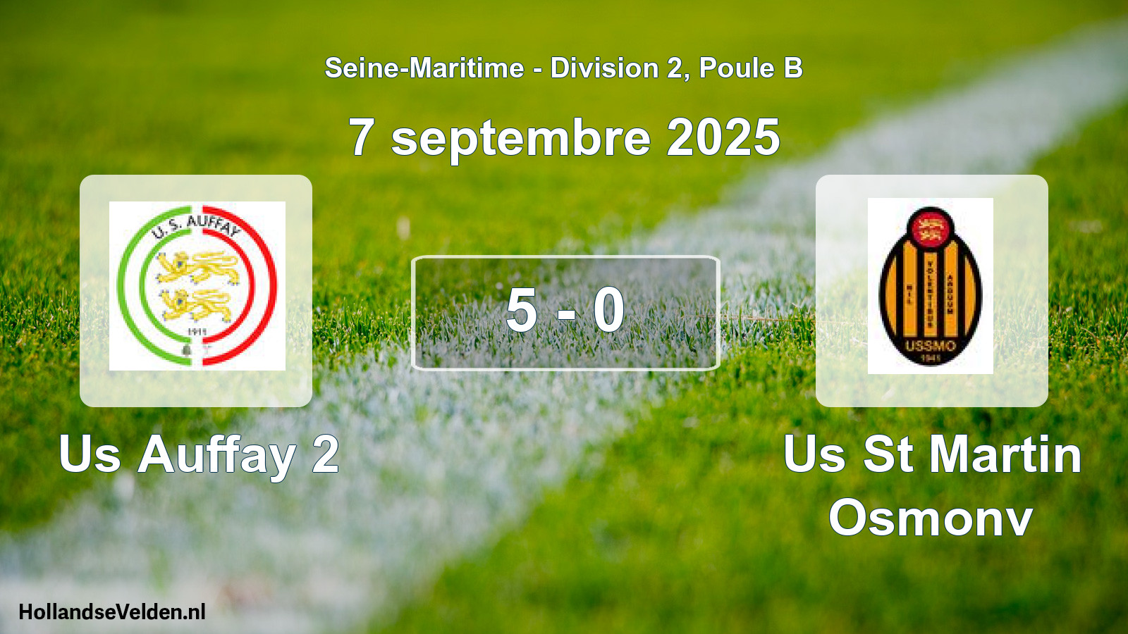 Total number of matches played: Us Auffay 2 - Us St Martin Osmonv 5 - 0 (7 September 2025)