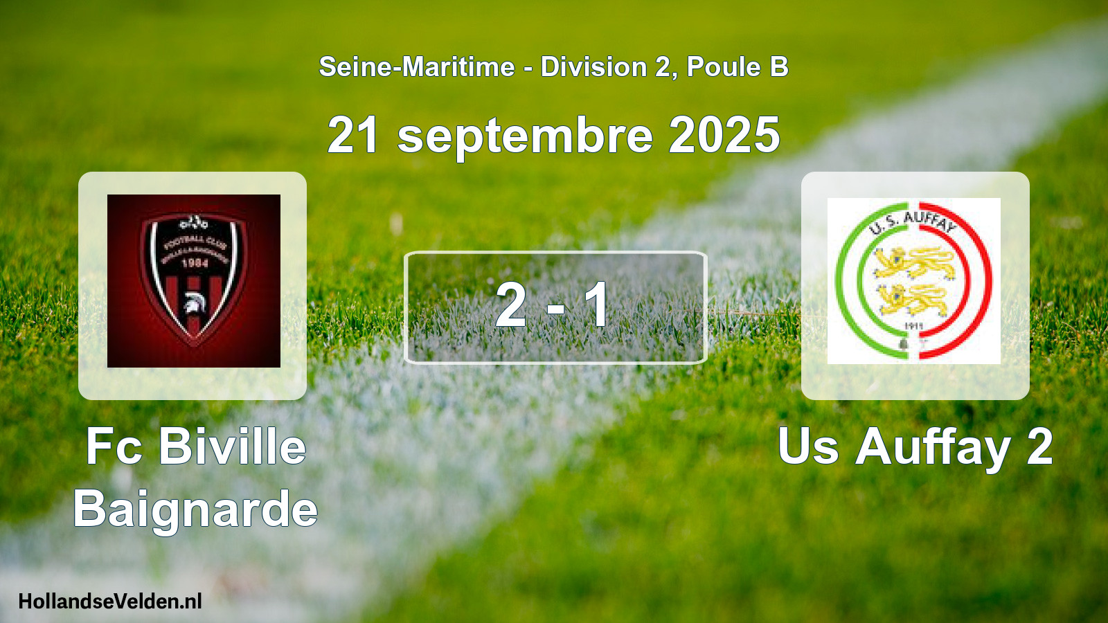 Total number of matches played: Fc Biville Baignarde - Us Auffay 2 2 - 1 (21 September 2025)