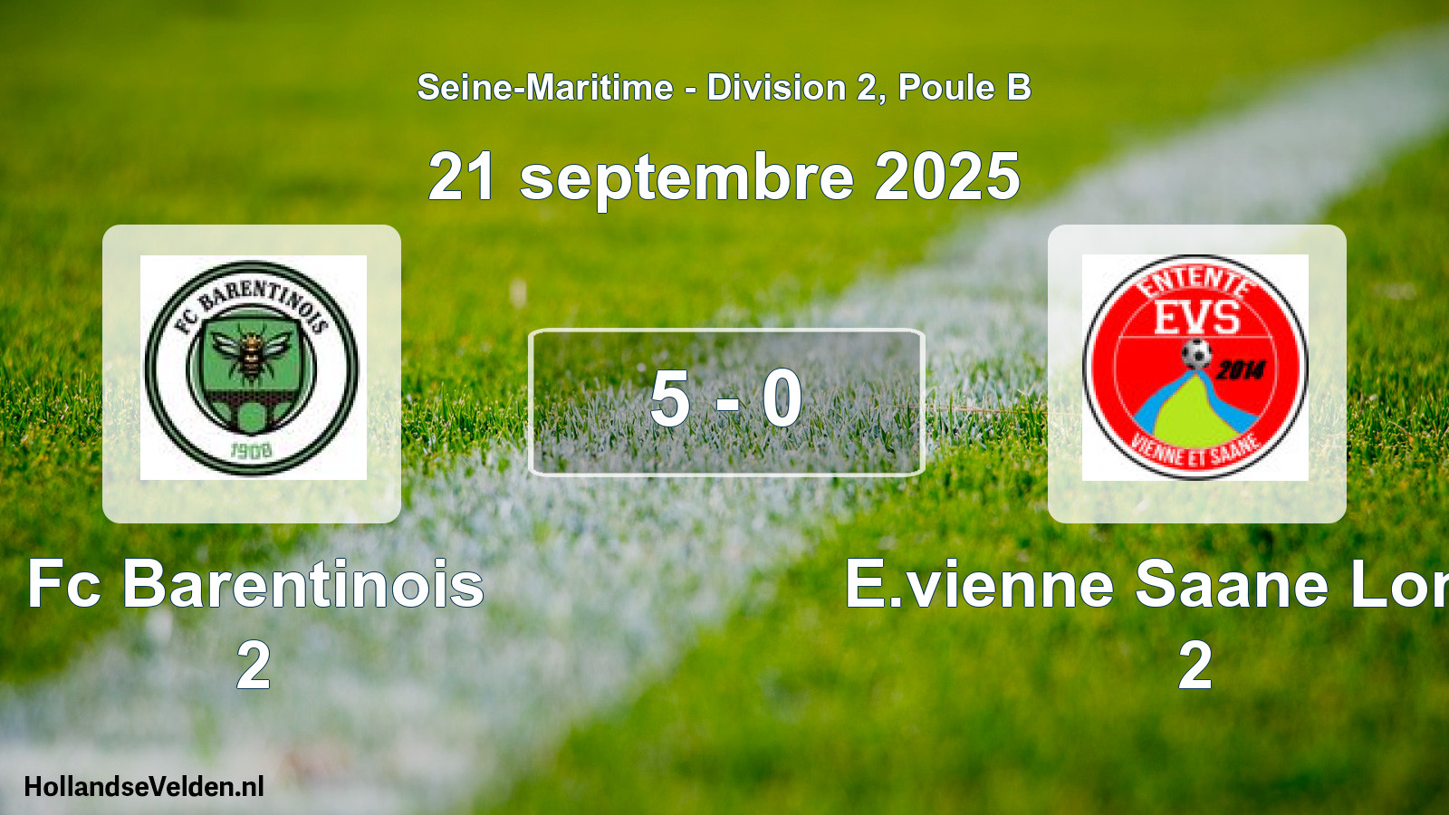 Gespeelde wedstrijd: Fc Barentinois 2 - E.vienne Saane Longu 2 5 - 0 (21 september 2025)