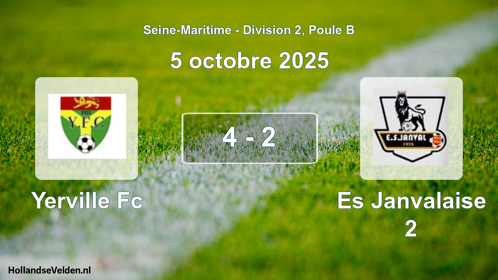 Gespeelde wedstrijd: Yerville Fc - Es Janvalaise 2 4 - 2 (5 octobre 2025)