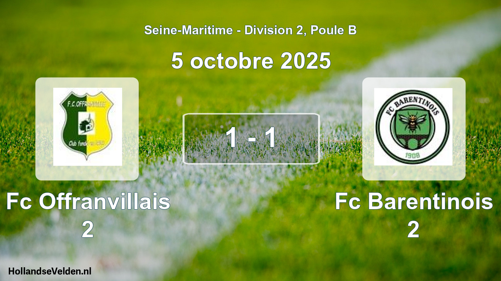 Gespeelde wedstrijd: Fc Offranvillais 2 - Fc Barentinois 2 1 - 1 (5 oktober 2025)