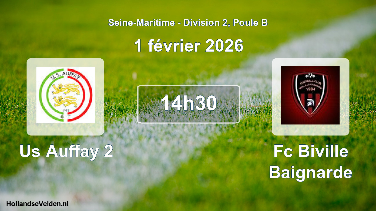 Geplande wedstrijd: Us Auffay 2 - Fc Biville Baignarde (1 février 2026)