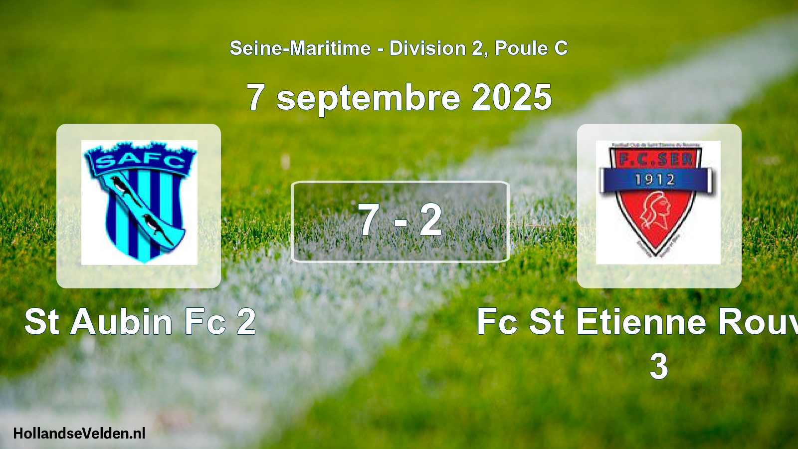 Total number of matches played: St Aubin Fc 2 - Fc St Etienne Rouvra 3 7 - 2 (7 September 2025)