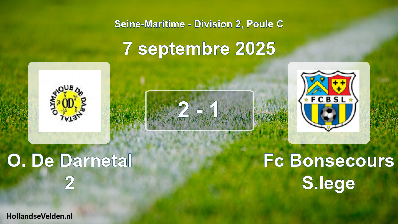 Gespeelde wedstrijd: O. De Darnetal 2 - Fc Bonsecours S.lege 2 - 1 (7 september 2025)