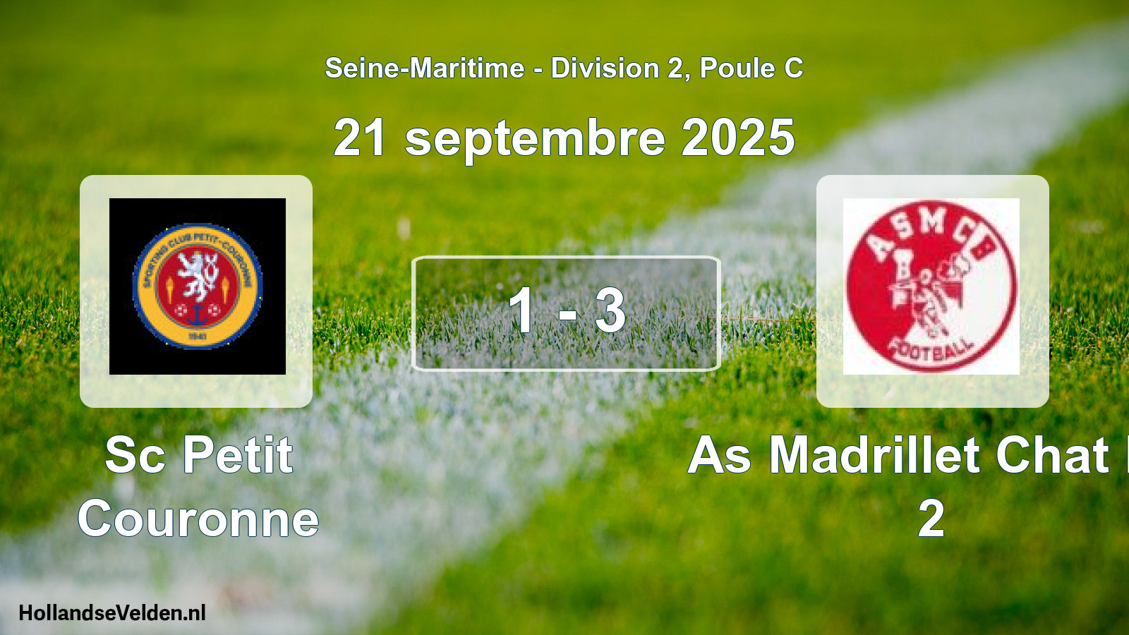 Total number of matches played: Sc Petit Couronne - As Madrillet Chat Bl 2 1 - 3 (21 September 2025)