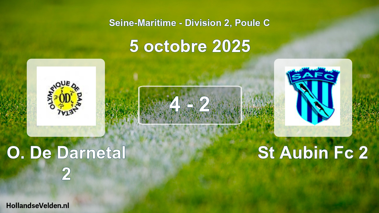 Gespeelde wedstrijd: O. De Darnetal 2 - St Aubin Fc 2 4 - 2 (5 octobre 2025)