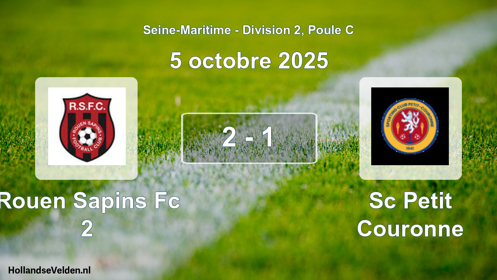 Gespeelde wedstrijd: Rouen Sapins Fc 2 - Sc Petit Couronne 2 - 1 (5 octobre 2025)