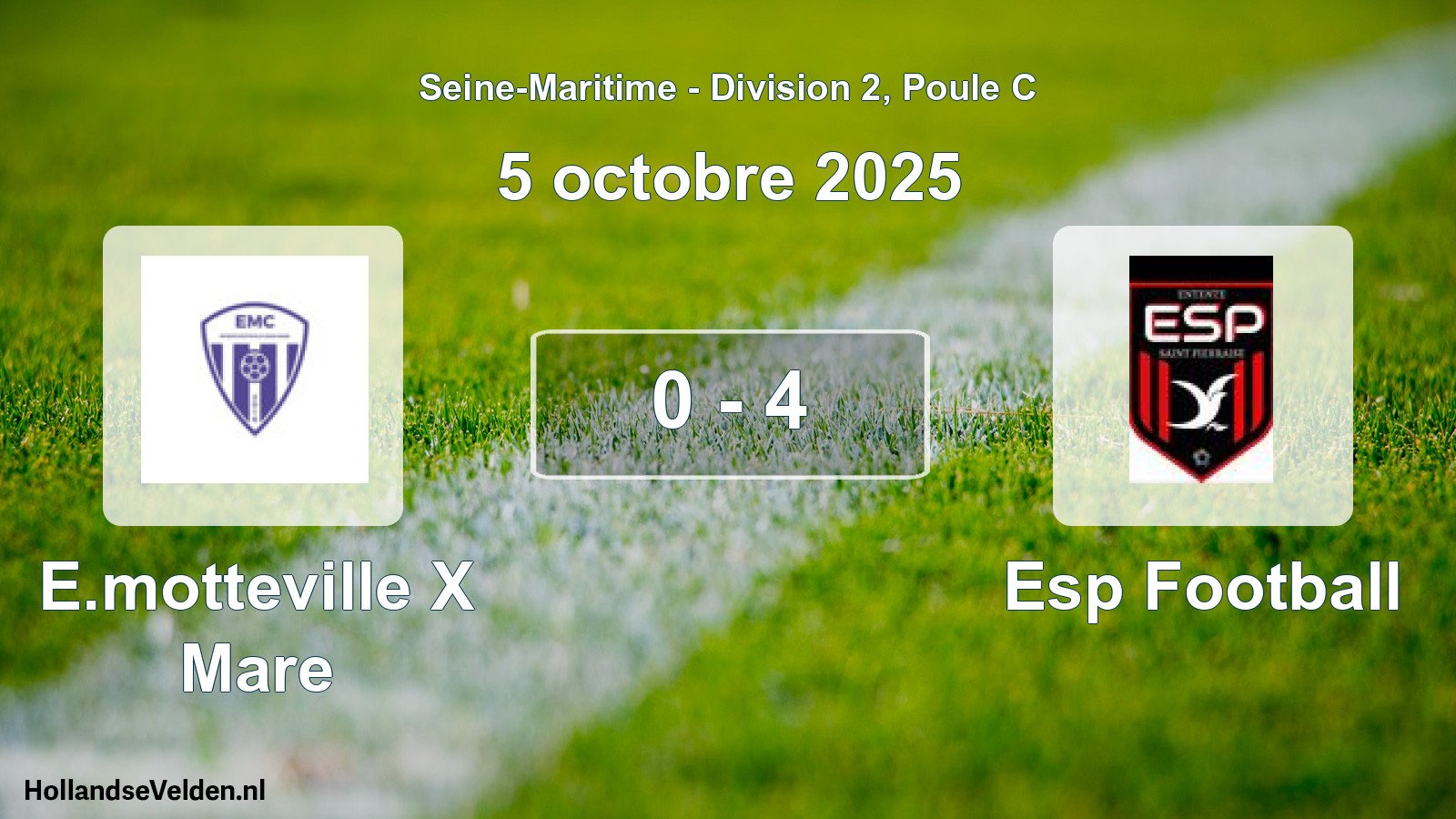 Gespeelde wedstrijd: E.motteville X Mare - Esp Football 0 - 4 (5 octobre 2025)
