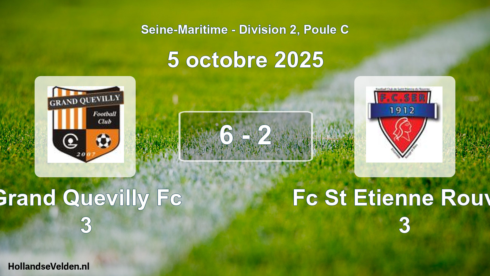 Total number of matches played: Grand Quevilly Fc 3 - Fc St Etienne Rouvra 3 6 - 2 (5 October 2025)