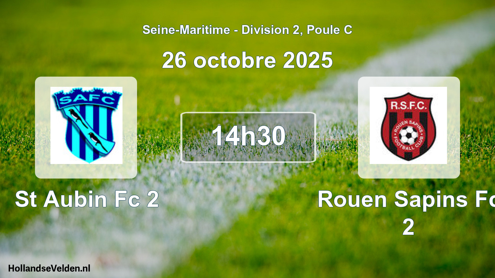 Geplande wedstrijd: St Aubin Fc 2 - Rouen Sapins Fc 2 (26 oktober 2025)