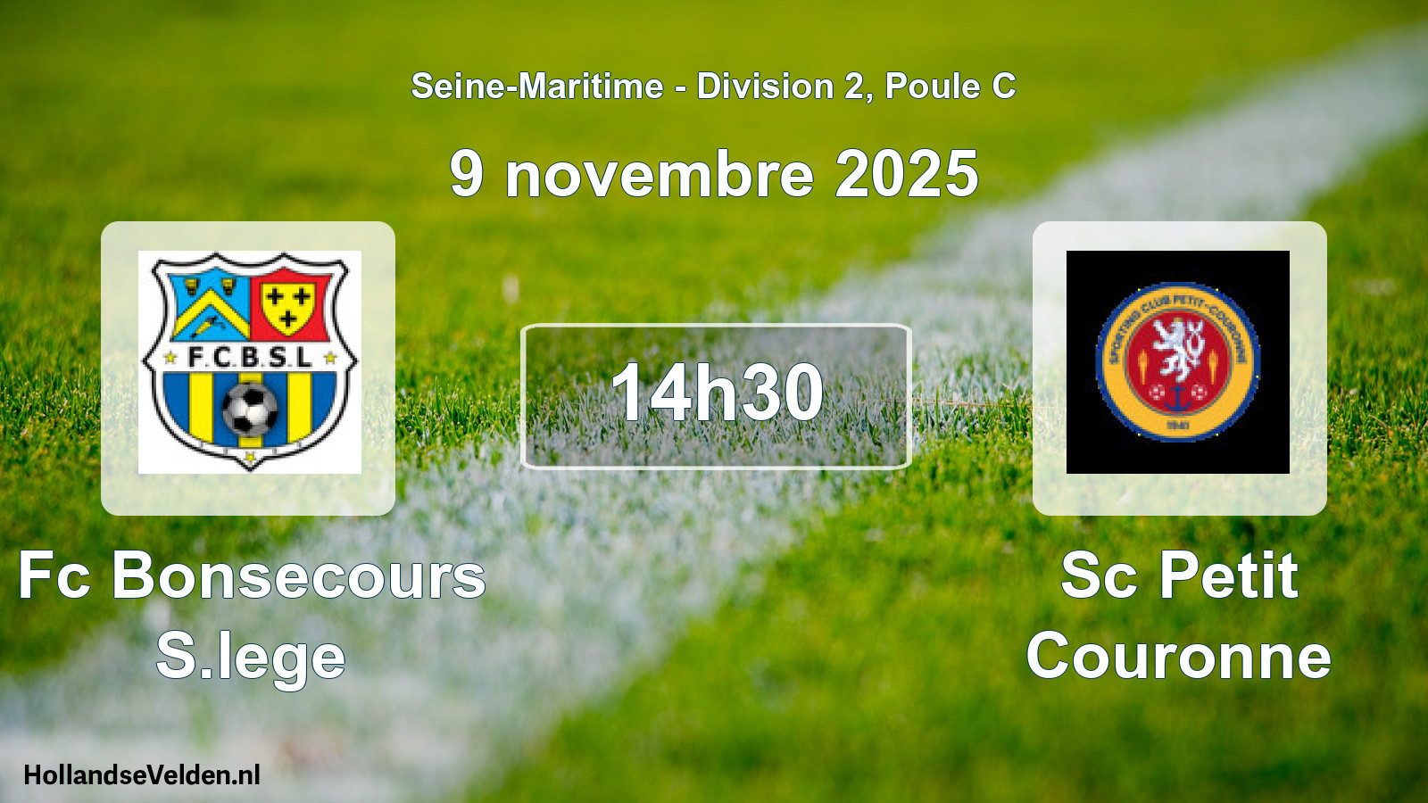 Geplande wedstrijd: Fc Bonsecours S.lege - Sc Petit Couronne (9 novembre 2025)