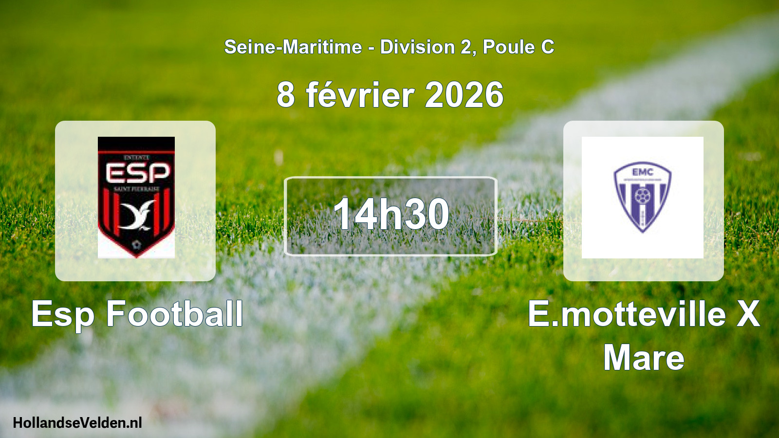 Geplande wedstrijd: Esp Football - E.motteville X Mare (8 februari 2026)