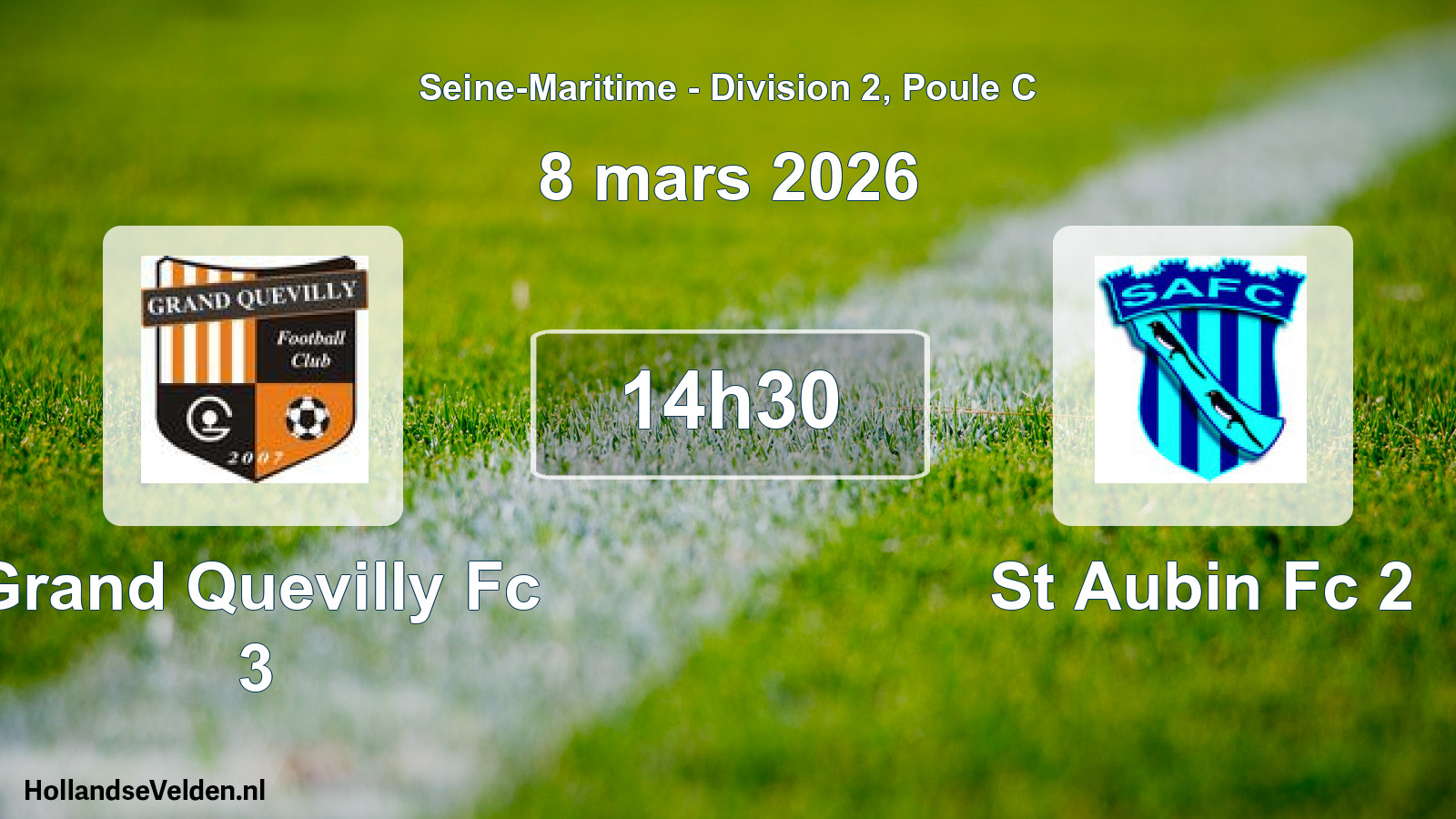 Geplande wedstrijd: Grand Quevilly Fc 3 - St Aubin Fc 2 (8 mars 2026)
