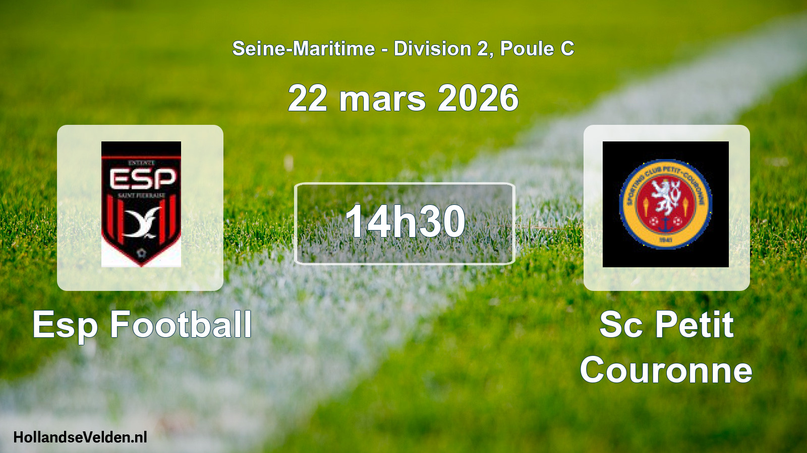 Geplande wedstrijd: Esp Football - Sc Petit Couronne (22 maart 2026)