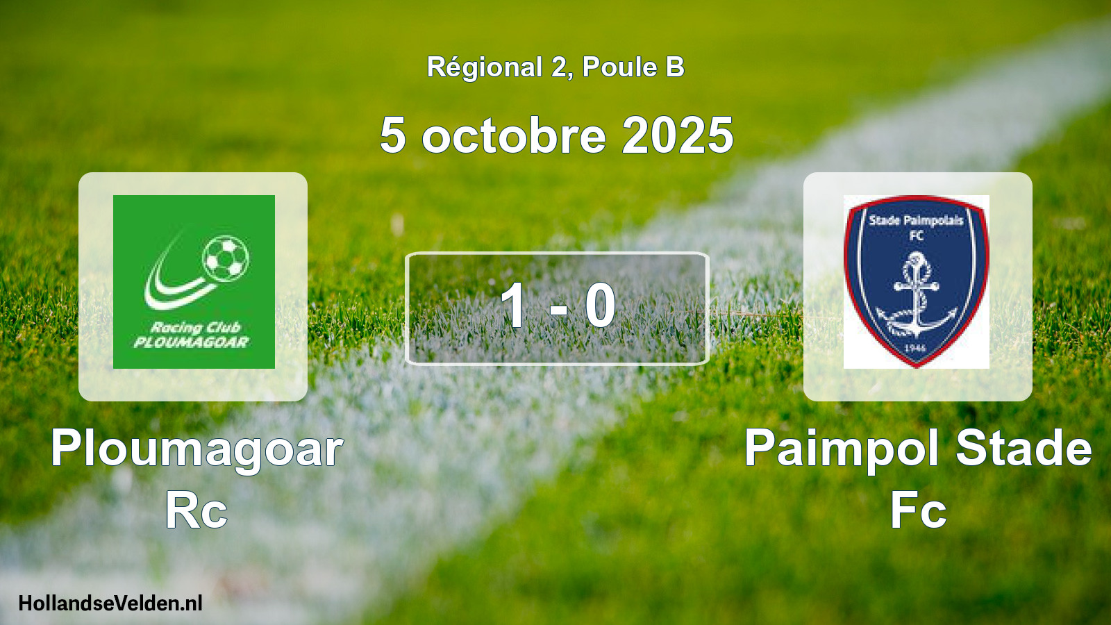Gespeelde wedstrijd: Ploumagoar Rc - Paimpol Stade Fc 1 - 0 (5 octobre 2025)