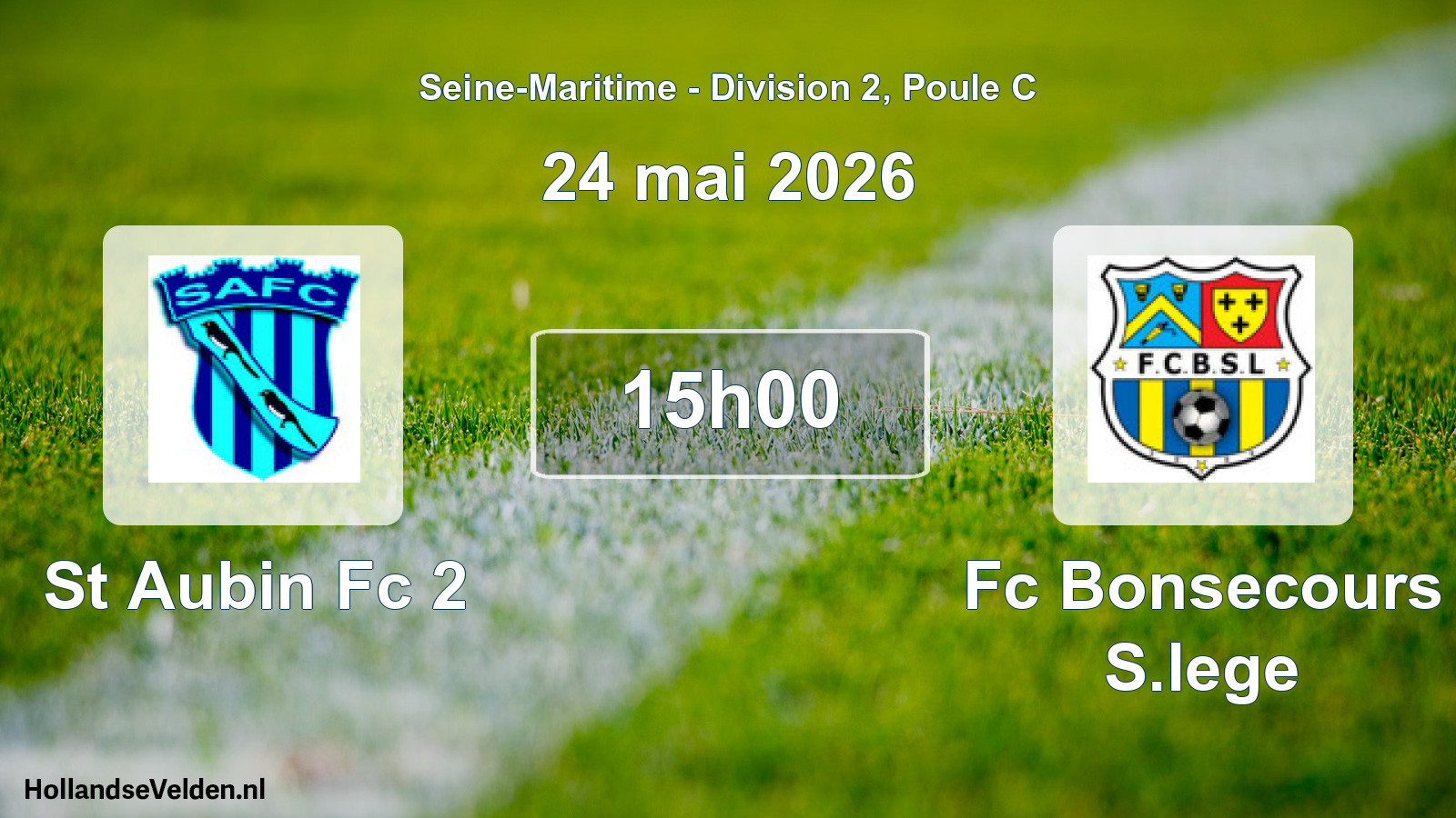 Geplande wedstrijd: St Aubin Fc 2 - Fc Bonsecours S.lege (24 mai 2026)