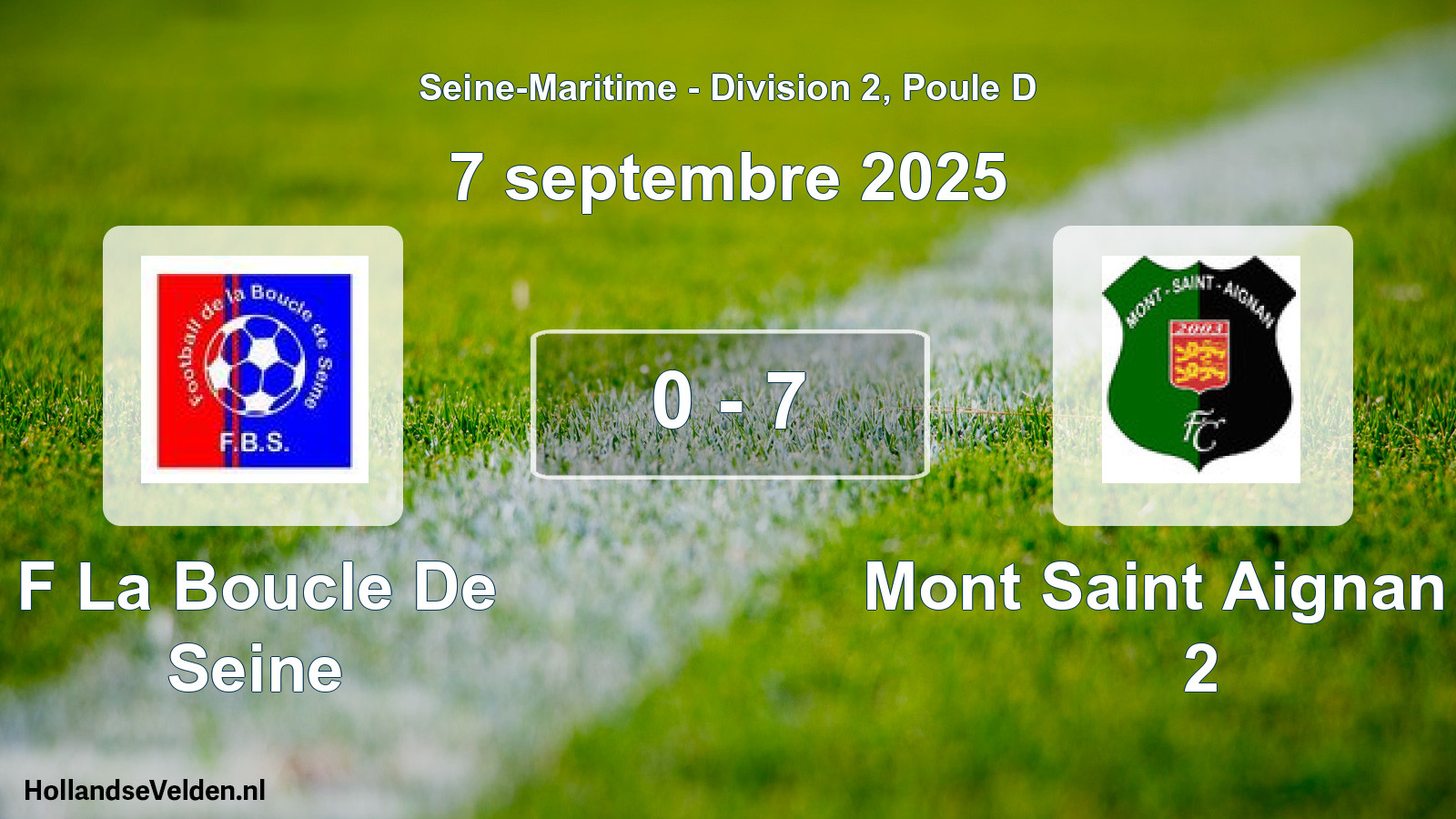 Total number of matches played: F La Boucle De Seine - Mont Saint Aignan Fc 2 0 - 7 (7 September 2025)