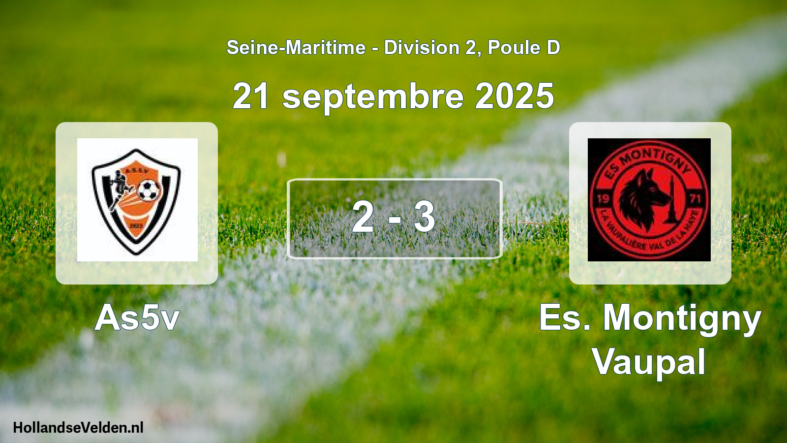 Gespeelde wedstrijd: As5v - Es. Montigny Vaupal 2 - 3 (21 september 2025)