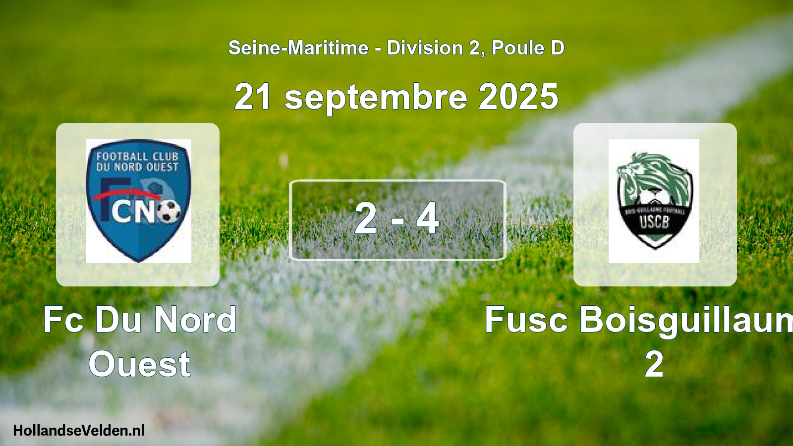 Total number of matches played: Fc Du Nord Ouest - Fusc Boisguillaume 2 2 - 4 (21 September 2025)