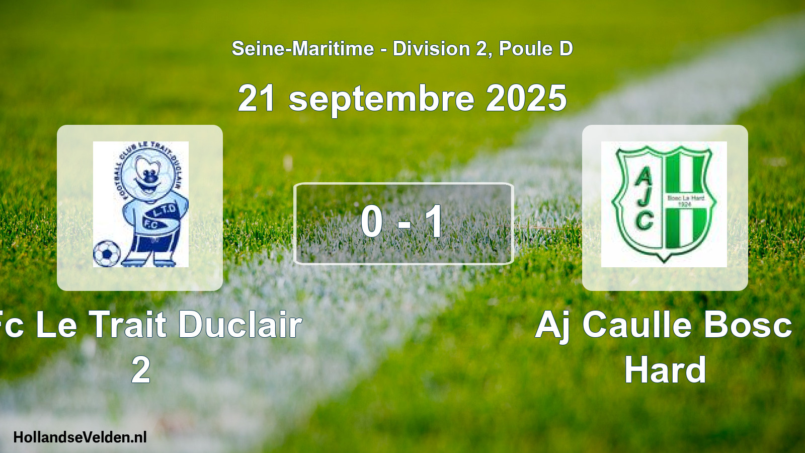 Gespeelde wedstrijd: Fc Le Trait Duclair 2 - Aj Caulle Bosc Hard 0 - 1 (21 septembre 2025)