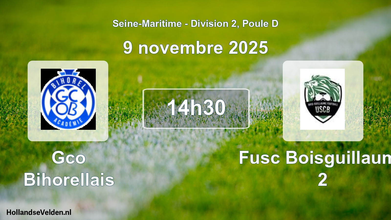 Geplande wedstrijd: Gco Bihorellais - Fusc Boisguillaume 2 (9 november 2025)