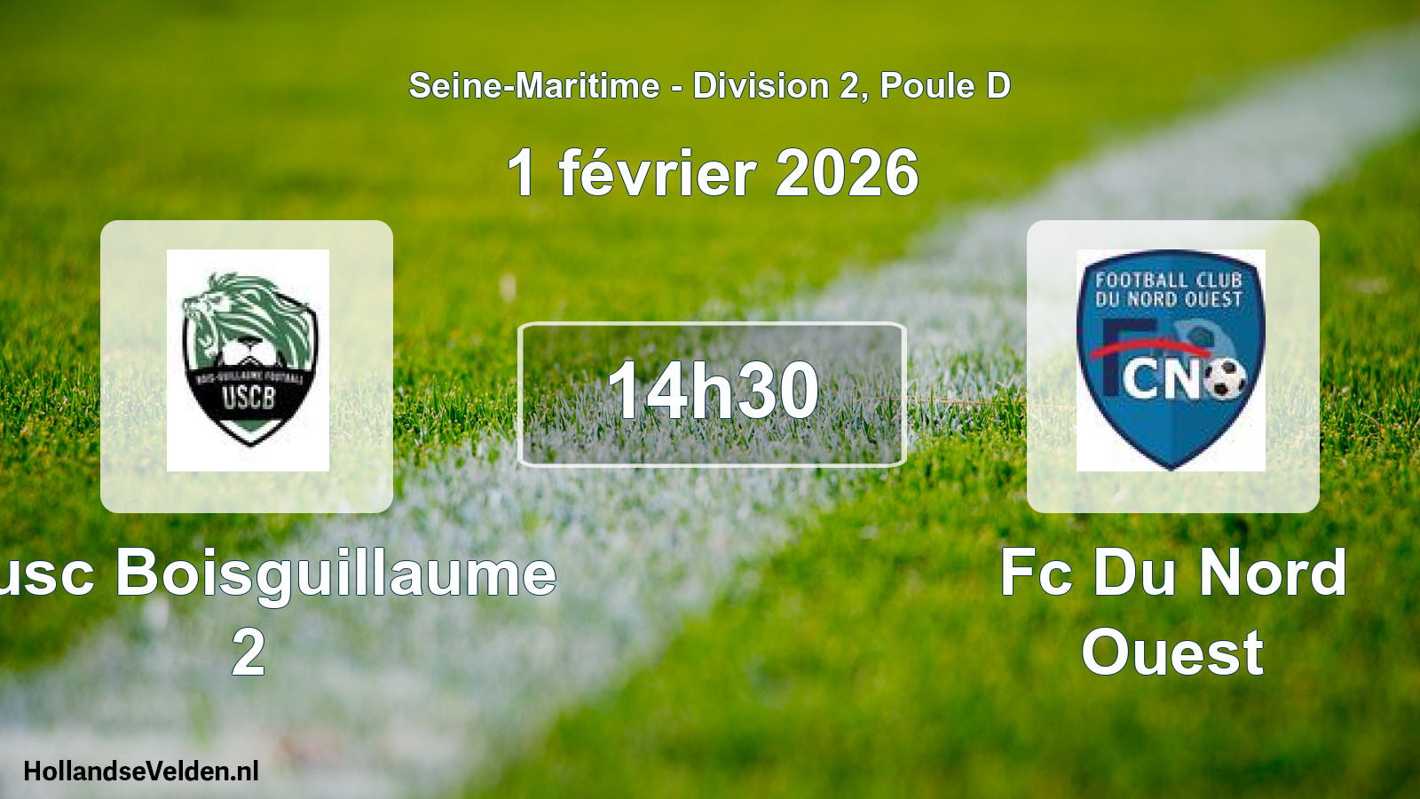 Geplande wedstrijd: Fusc Boisguillaume 2 - Fc Du Nord Ouest (1 février 2026)