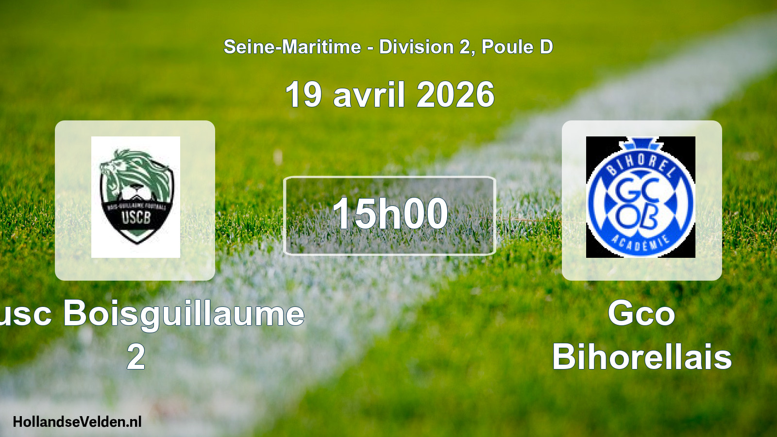 Geplande wedstrijd: Fusc Boisguillaume 2 - Gco Bihorellais (19 april 2026)