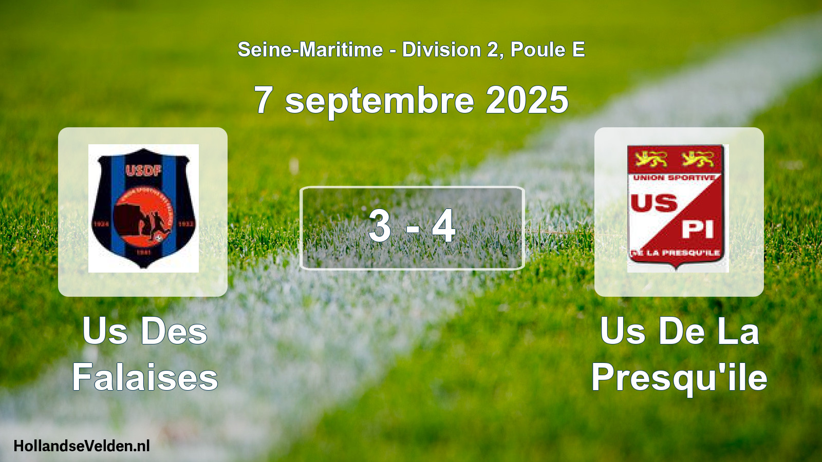 Total number of matches played: Us Des Falaises - Us De La Presqu'ile 3 - 4 (7 September 2025)