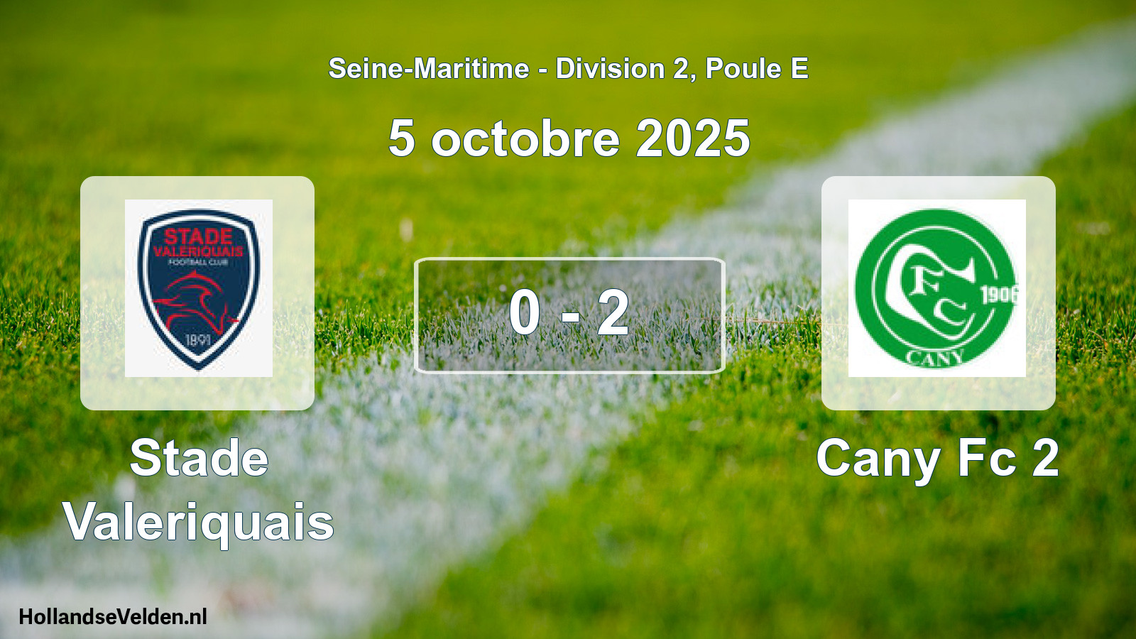Total number of matches played: Stade Valeriquais - Cany Fc 2 0 - 2 (5 October 2025)
