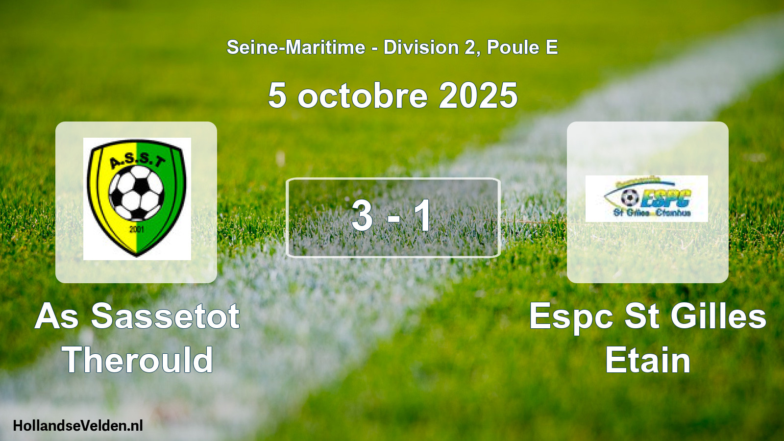 Gespeelde wedstrijd: As Sassetot Therould - Espc St Gilles Etain 3 - 1 (5 octobre 2025)