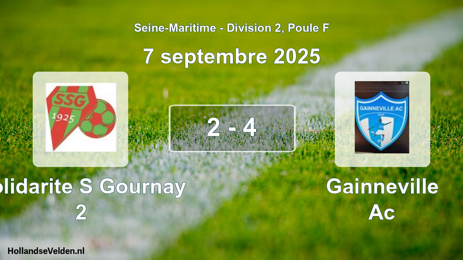 Gespeelde wedstrijd: Solidarite S Gournay 2 - Gainneville Ac 2 - 4 (7 september 2025)