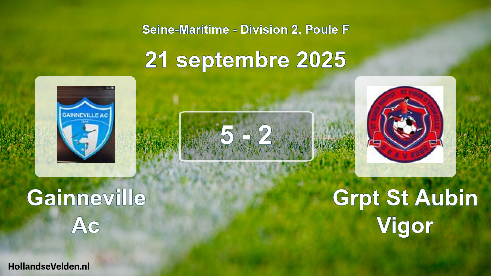 Gespeelde wedstrijd: Gainneville Ac - Grpt St Aubin Vigor 5 - 2 (21 september 2025)
