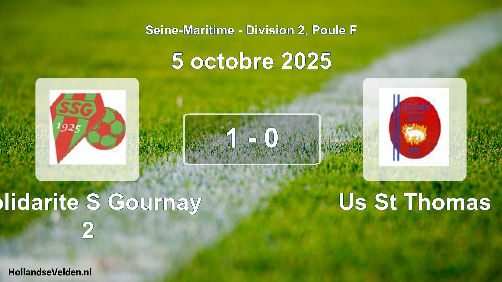 Total number of matches played: Solidarite S Gournay 2 - Us St Thomas 1 - 0 (5 October 2025)
