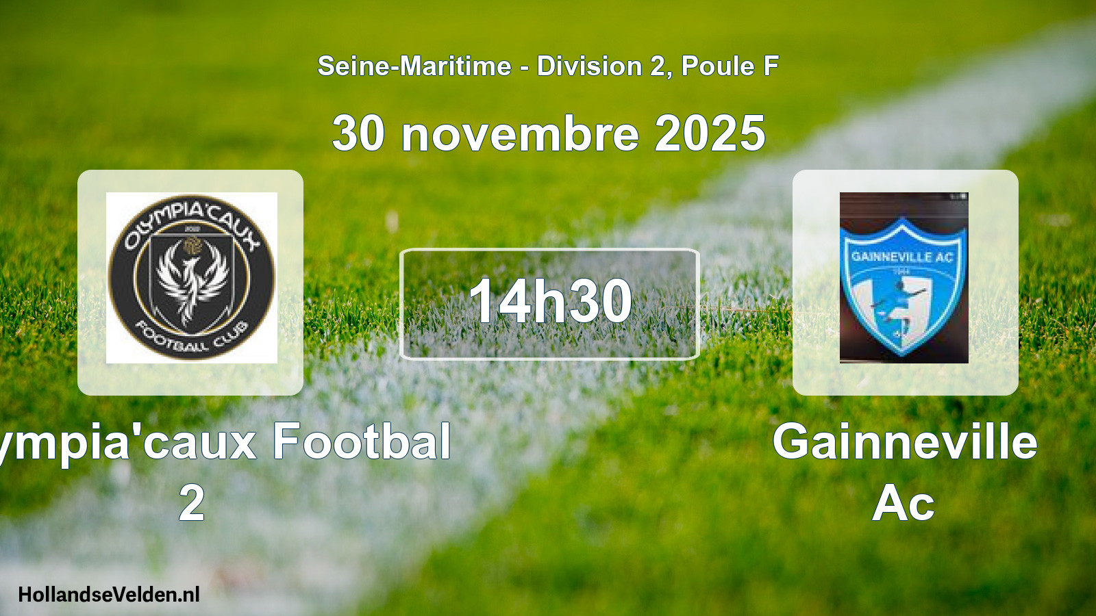 Geplande wedstrijd: Olympia'caux Footbal 2 - Gainneville Ac (30 novembre 2025)