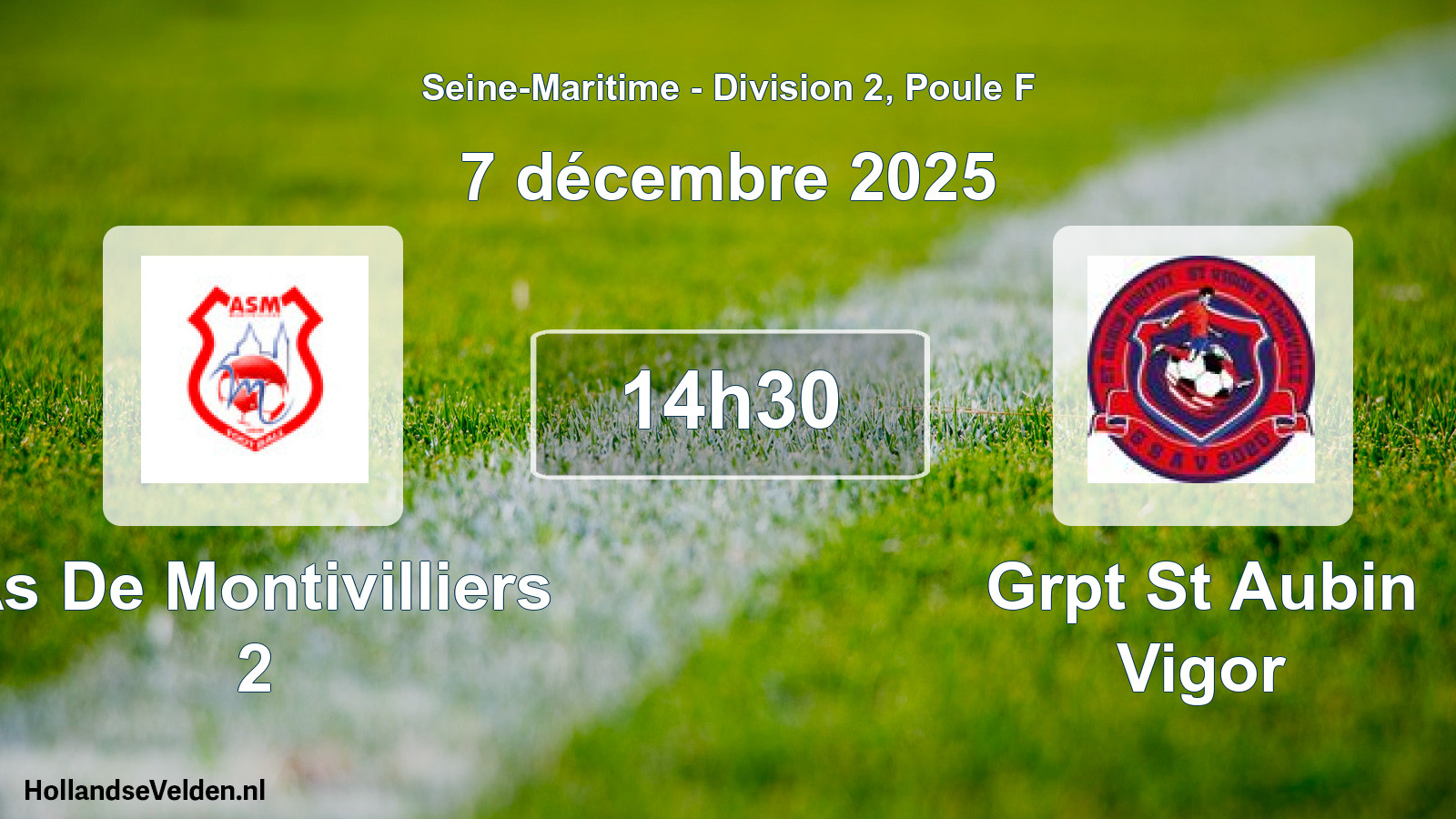 Scheduled Match: As De Montivilliers 2 - Grpt St Aubin Vigor (7 December 2025)