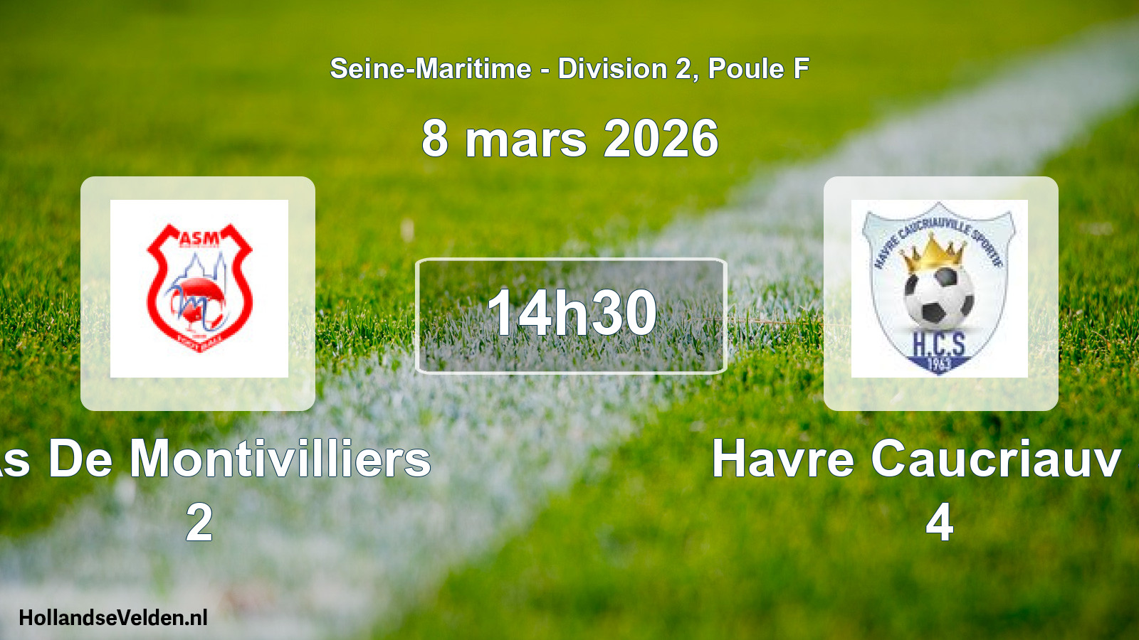 Geplande wedstrijd: As De Montivilliers 2 - Havre Caucriauv S 4 (8 mars 2026)